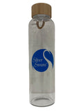 Silver Swans logo glass/bamboo drink bottle