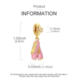 Sterling Silver Golden Ballet Pointe shoe Charm