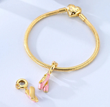 Sterling Silver Golden Ballet Pointe shoe Charm