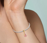 Sterling Silver Golden Ballet Pointe shoe Charm