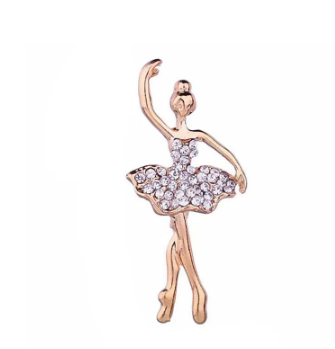 Rhinestone ballerina brooch