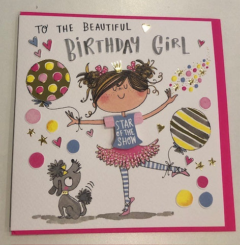 Balloon Dancing Ballet Birthday Girl Card
