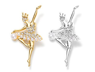 Pearl and rhinestone Ballerina brooch