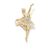 Pearl and Rhinestone Dancing Ballerina Brooch