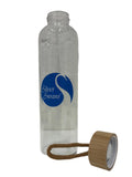 Silver Swans logo glass/bamboo drink bottle