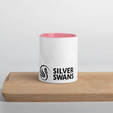 Silver Swans Mug with Color Inside