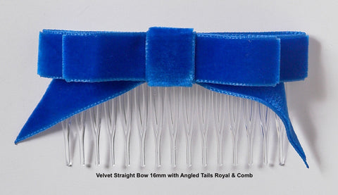 Angled Velvet Hair ribbons on Combs