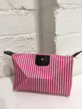 Striped cosmetic bag